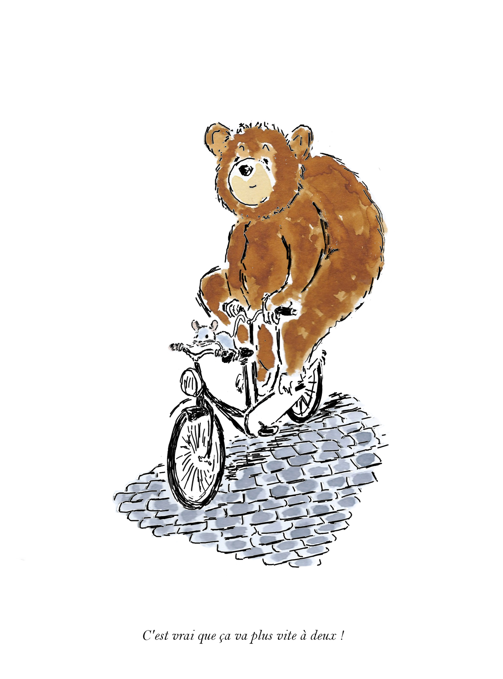 Ours et souris à vélo